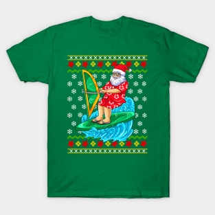 Wind Surf Santa Claus Ugly Christmas Sweater T-Shirt